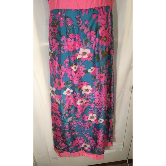 Vintage 1960s MCM Hostess Dress Saks Fifth Avenue Long Maxi Floral Size 11 - Picture 3 of 12